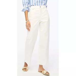 J.CREW Wide-Leg Crop Size 34 All-Day Stretch Cut Off White Jeans NWT B59